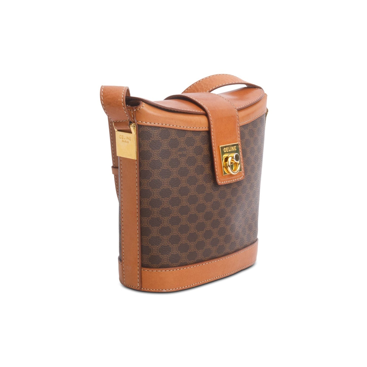 Celine Vintage Brown Triomphe Macadam Crossbody Bag