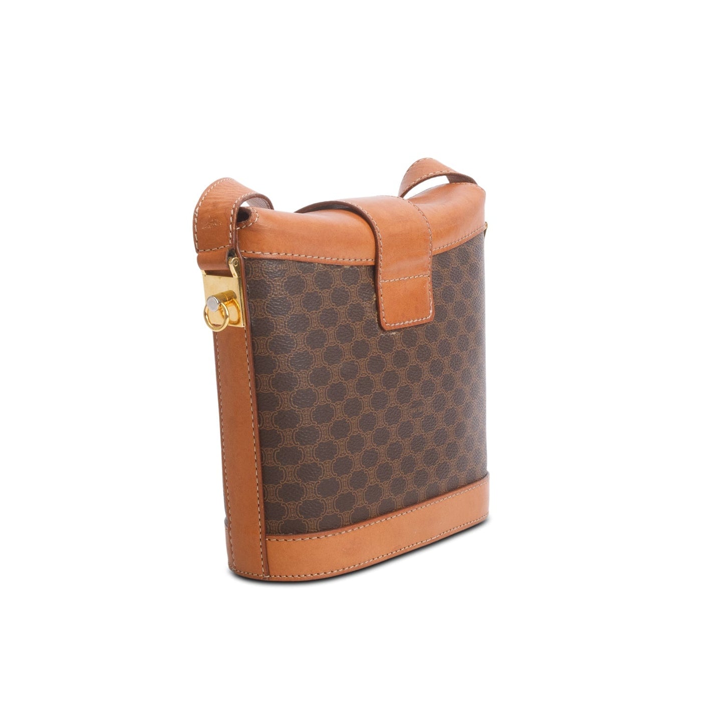 Celine Vintage Brown Triomphe Macadam Crossbody Bag