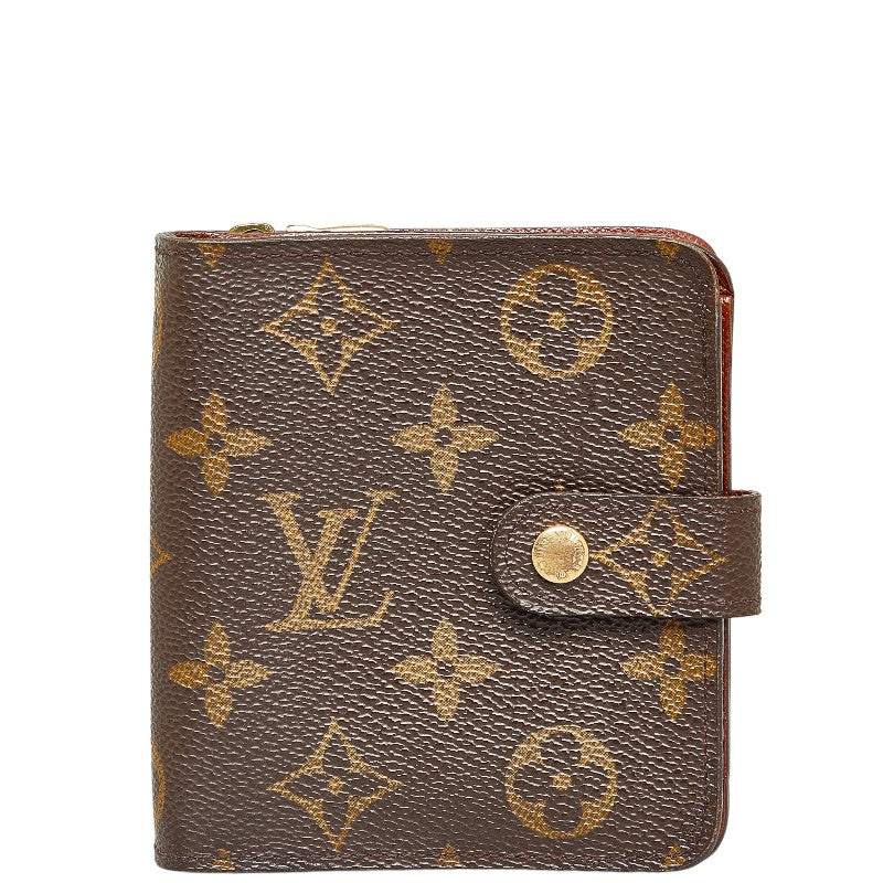 Louis Vuitton Monogram Compact  Two Fold Wallet Compact Wallet M61667 Brown PVC Leather  Louis Vuitton