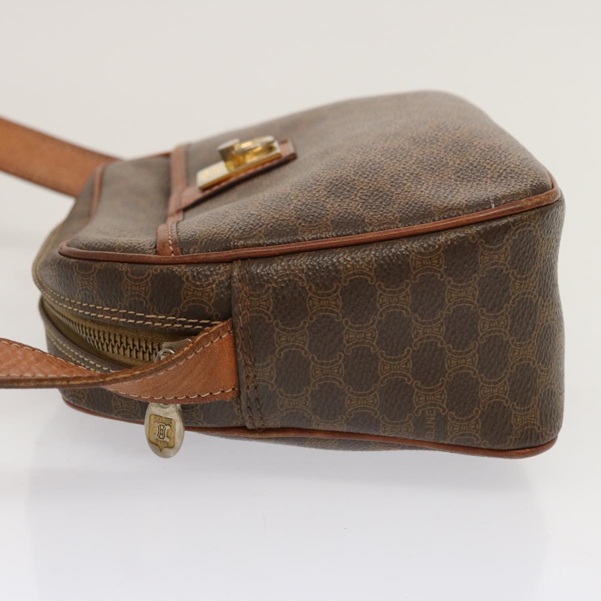 Luxury CELINE Macadam Canvas Shoulder Bag PVC Brown  70317