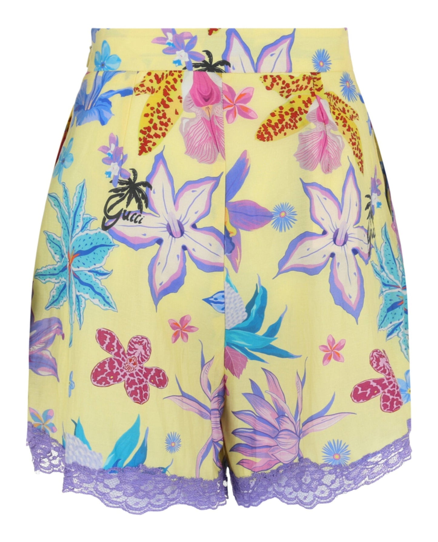 Gucci Womens Floral Print Lace Shorts
