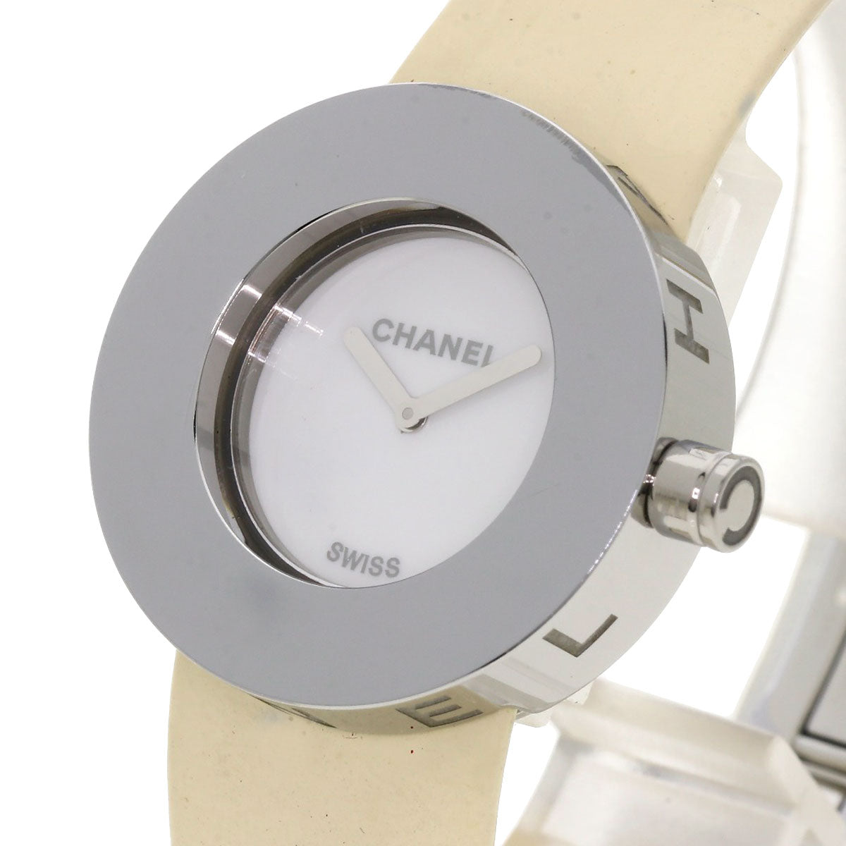 CHANEL Watches Quartz H0579 Stainless Steel, Leather Silver La Ronde white dial Women