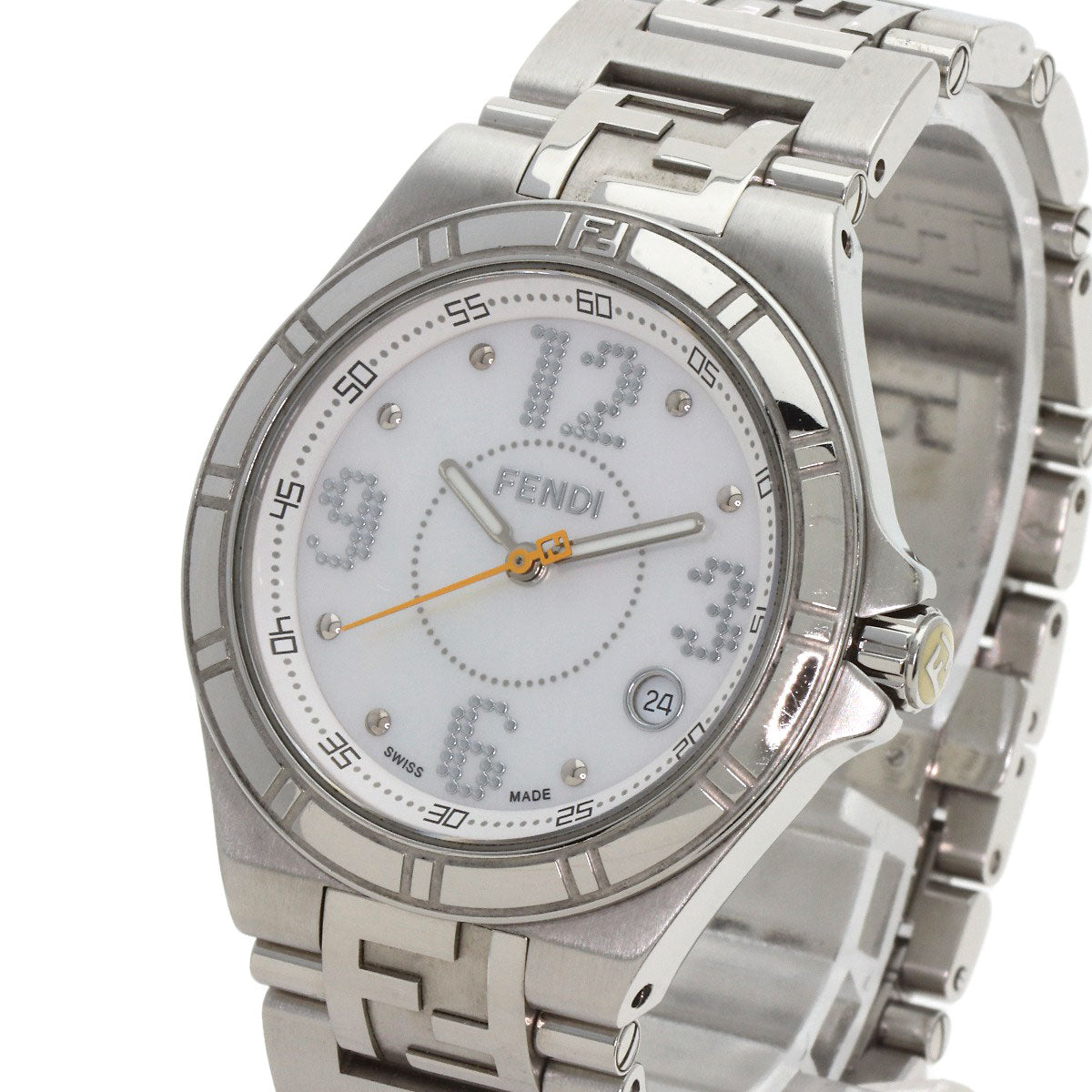 FENDI Watches Quartz 4600M Stainless Steel , Stainless Steel Silver high speed White shell dial mens
