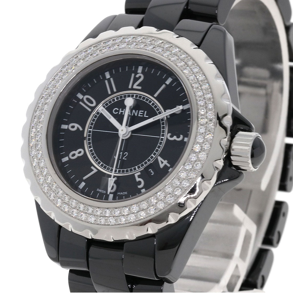 CHANEL Watches Quartz H0949 ceramic black J12 1.3" Diamond Double Bezel black dial
