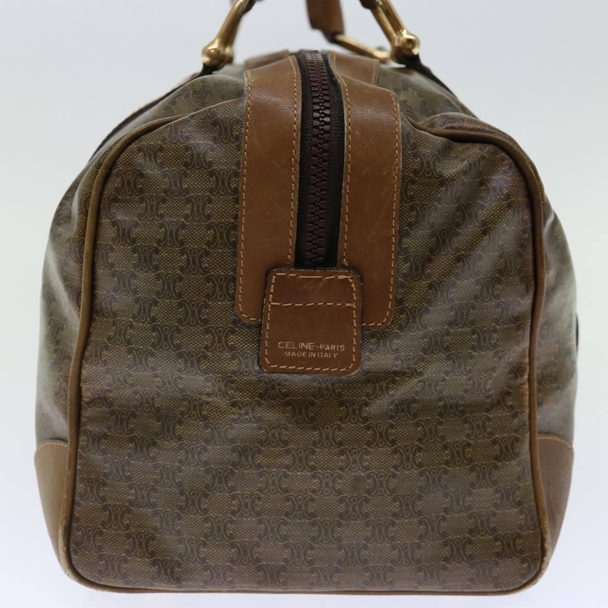 Luxury CELINE Macadam Canvas Boston Bag Coated Canvas Brown 70631