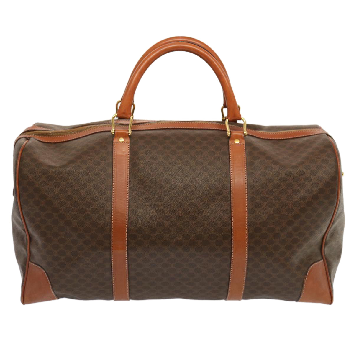 Luxury CELINE Macadam Canvas Boston Bag PVC Brown  70634