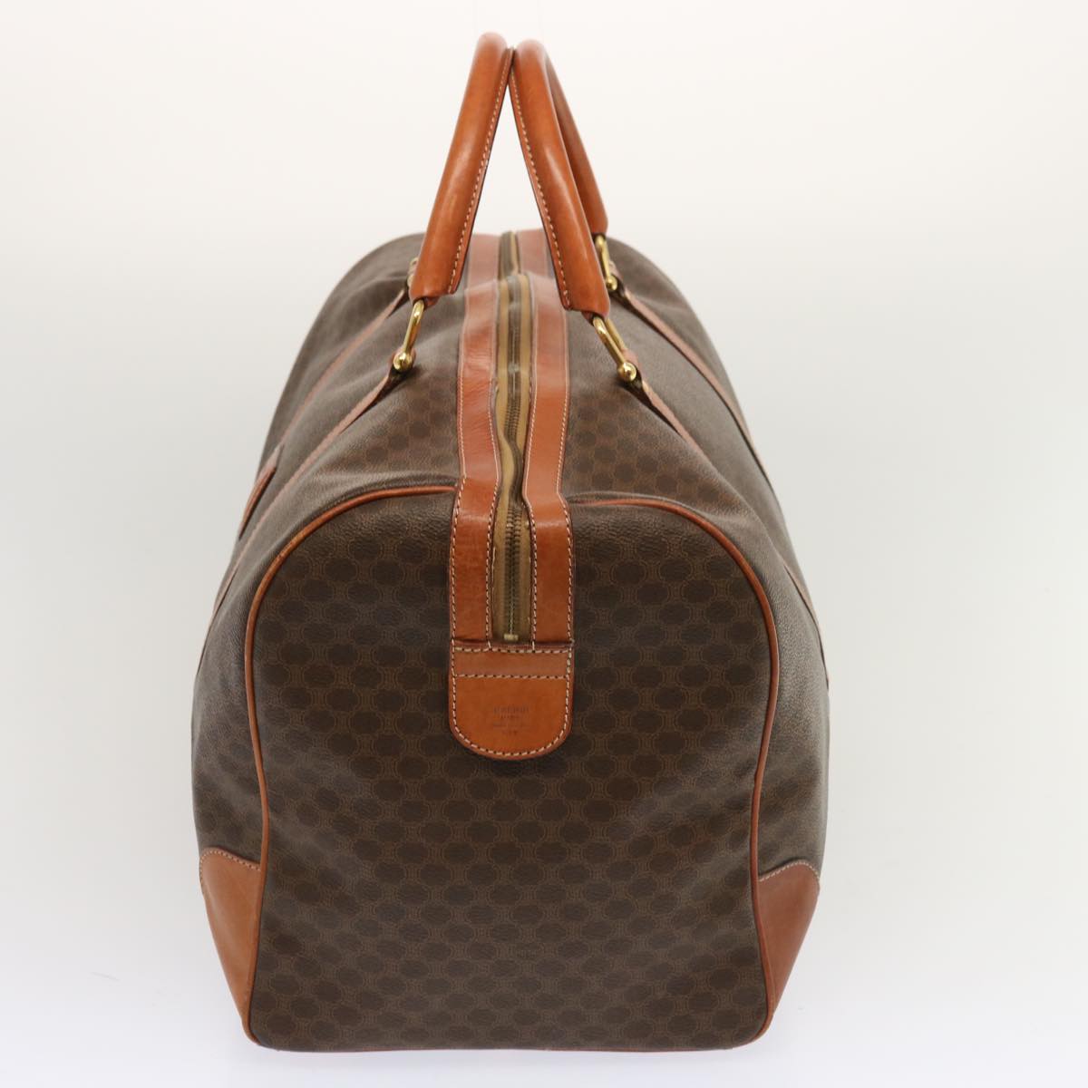 Luxury CELINE Macadam Canvas Boston Bag PVC Brown  70634