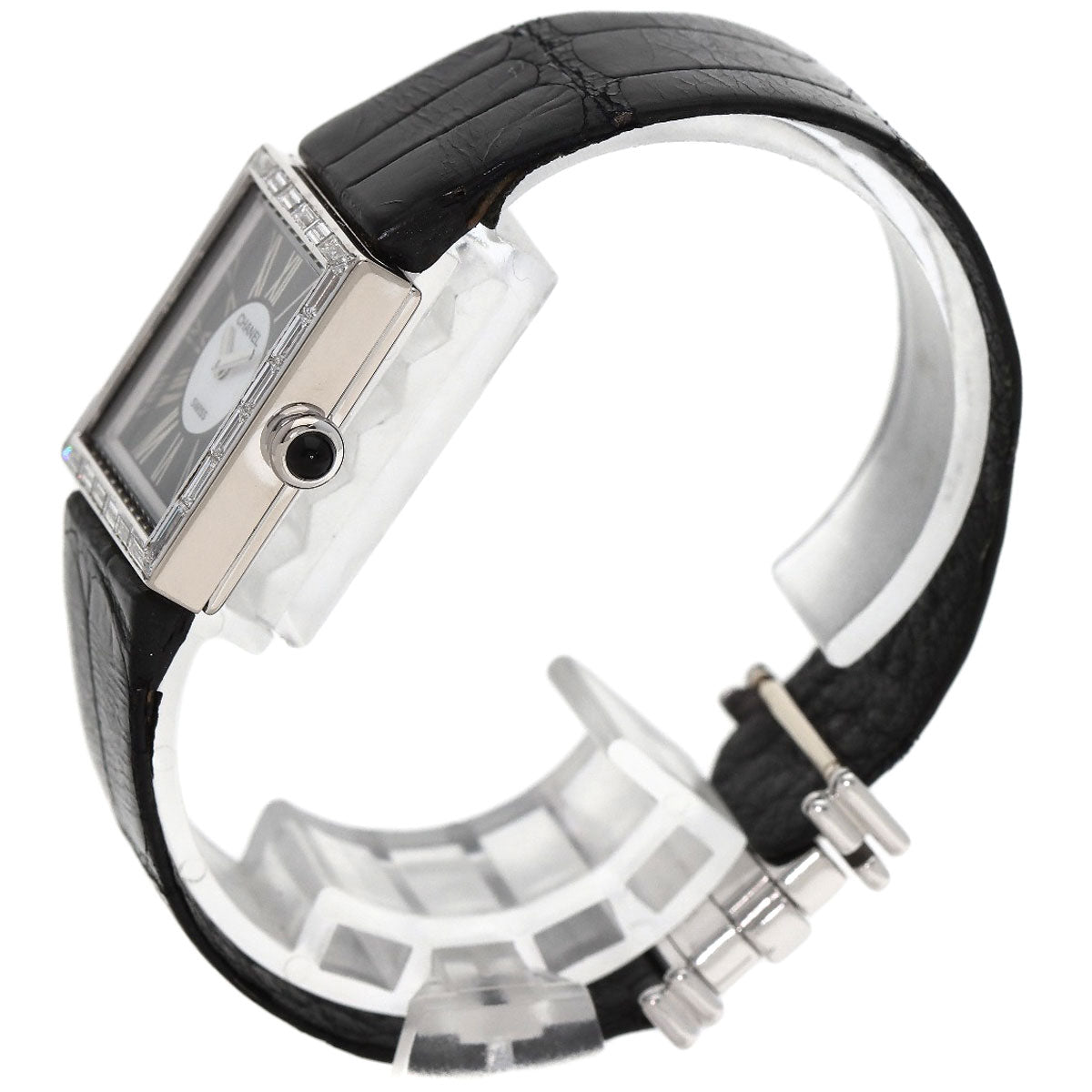 CHANEL Watches Quartz H0106 K18WG Silver Mademoiselle Diamond Bezel Black x white shell dial
