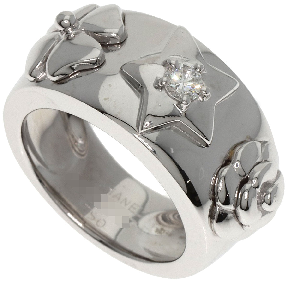 CHANEL Ring K18WG Silver Three Symbols 1P Diamond