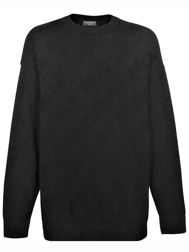 Luxury Balenciaga Trending 2026 Logo Jacquard Cotton Knit Top Black