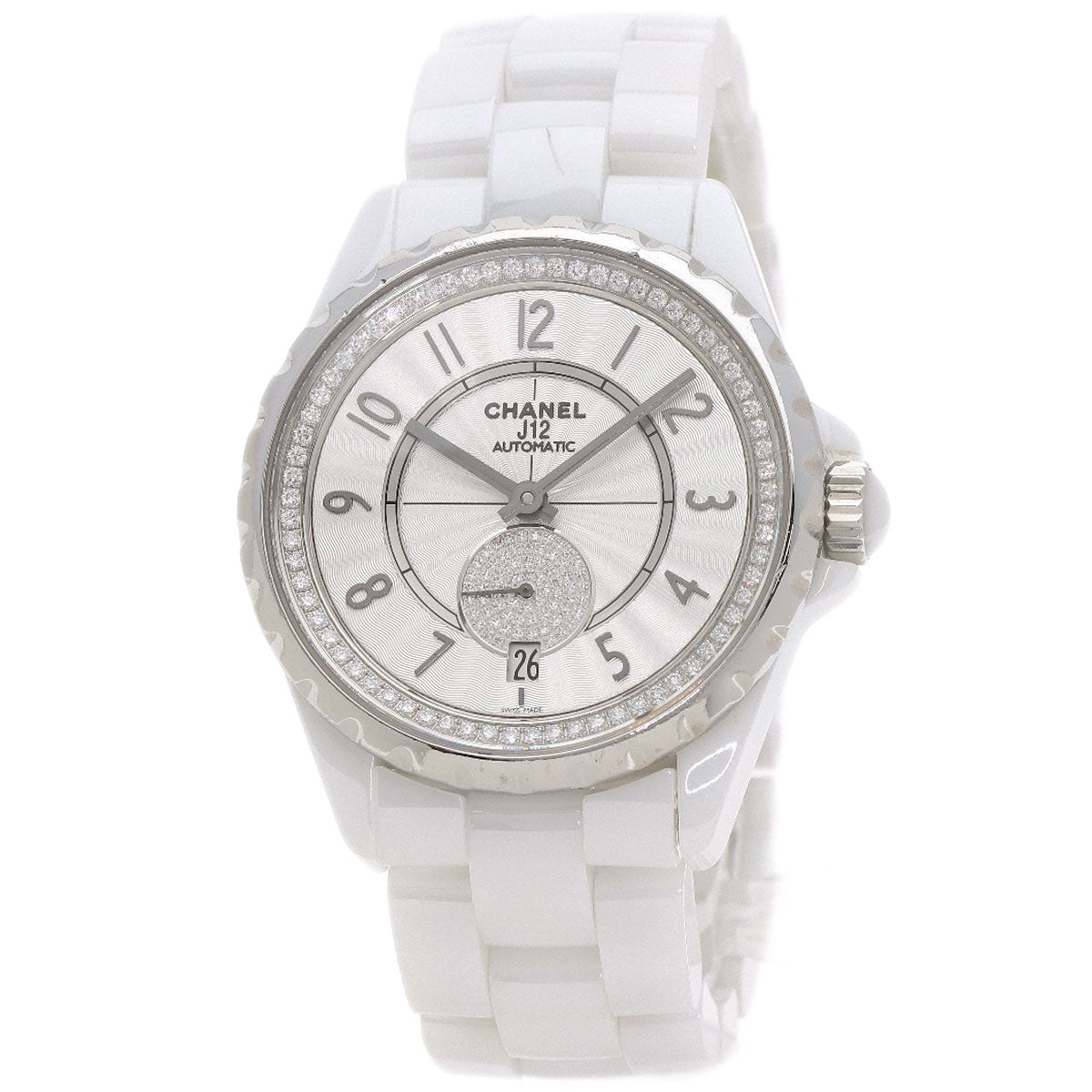 CHANEL Watches Mechanical Automatic H3841 ceramic white J12-365 Diamond White Ceramic Silver dial