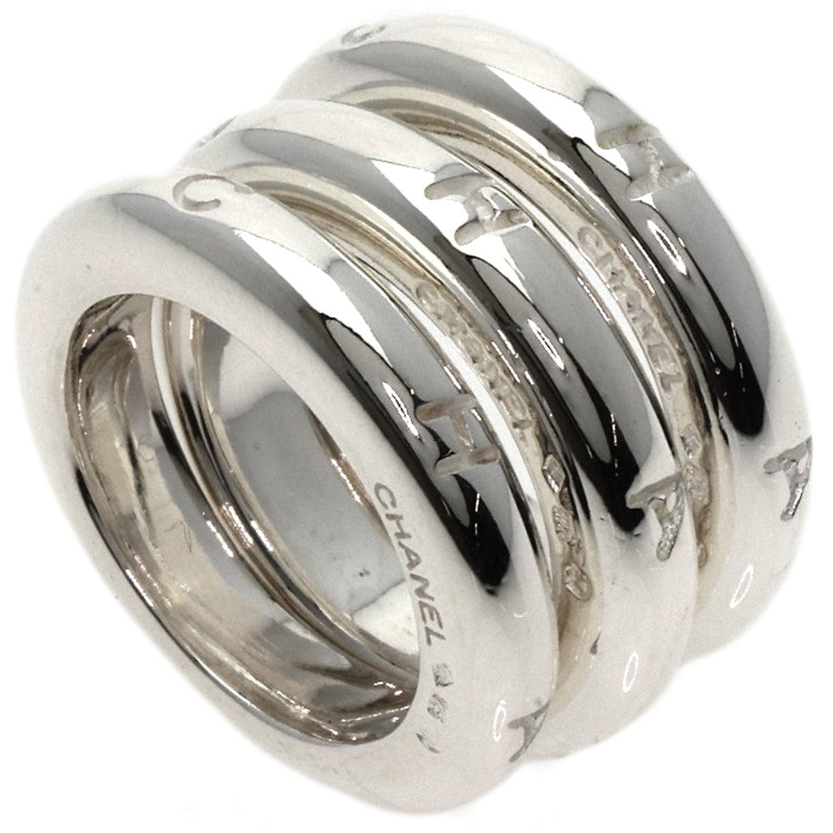 CHANEL Ring SV Silver logo triple