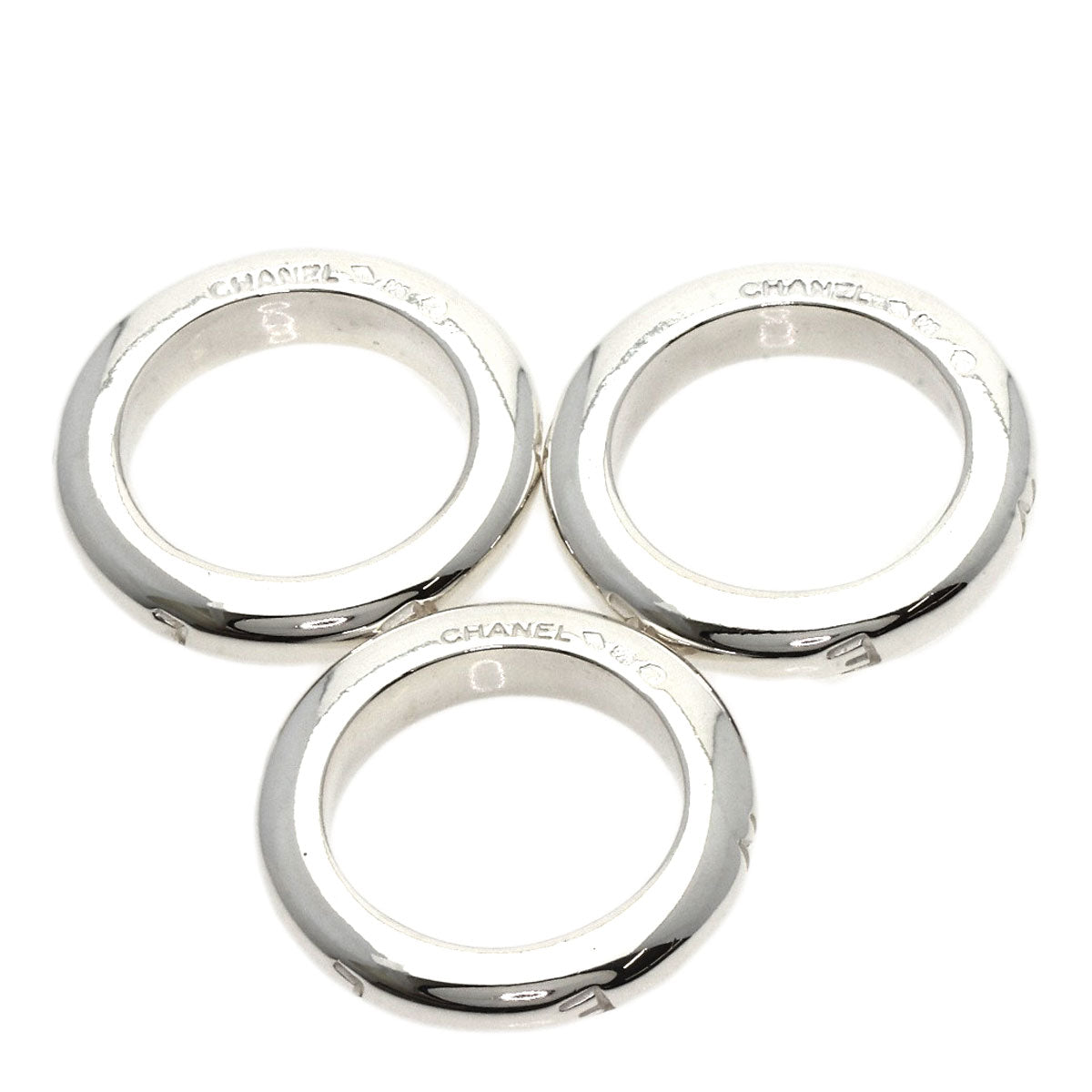 CHANEL Ring SV Silver logo triple