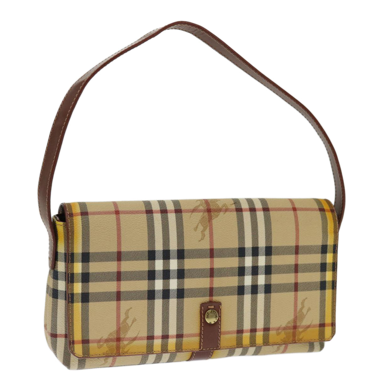 Luxury Burberry Nova Check Shoulder Bag PVC Beige Brown Auth 70944