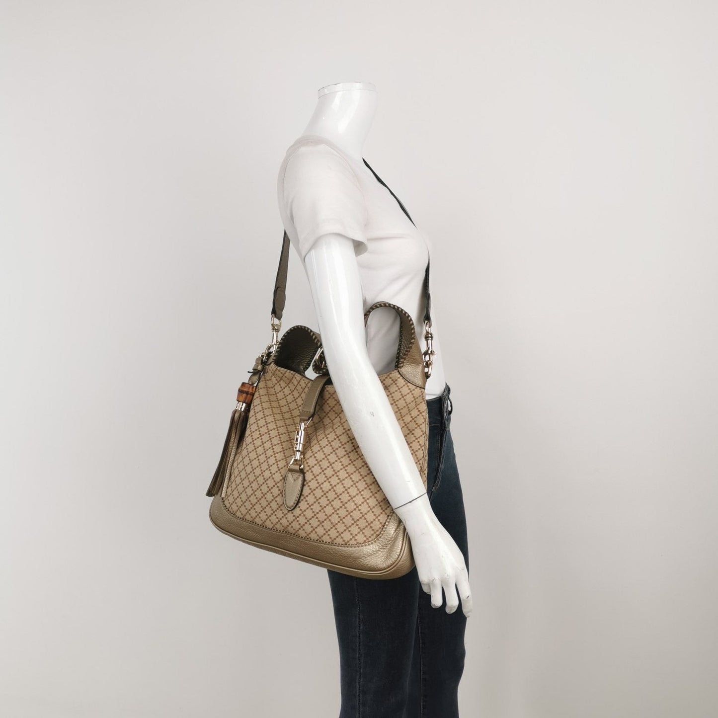 Gucci Jackie 1961 Soft Monogram Canvas and Leather Bag Medium