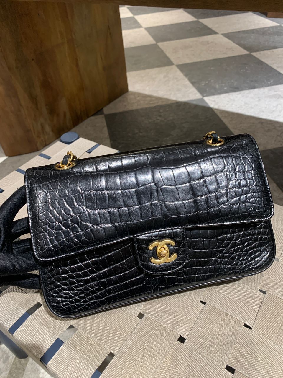 Chanel  Medium double flap bag in Crocodile Leather