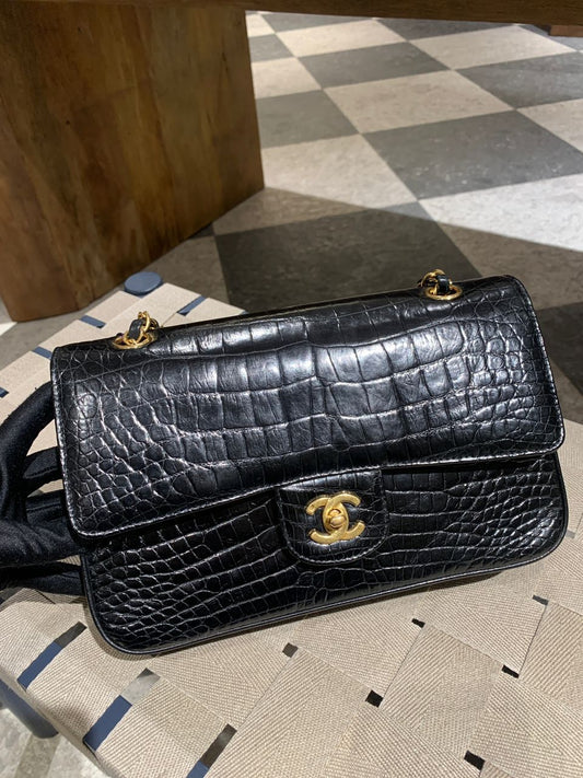 Chanel  Medium double flap bag in Crocodile Leather