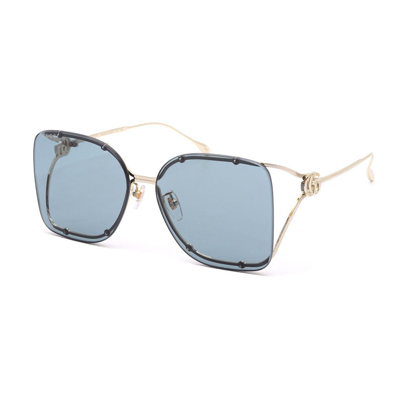 Gucci Sunglasses Geometric Rimless, Gold Frame and Grey Lens GG1713SA001