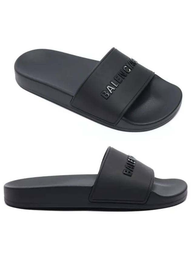 Luxury Balenciaga Trending 2026 Women's Logo Slide Slippers Black