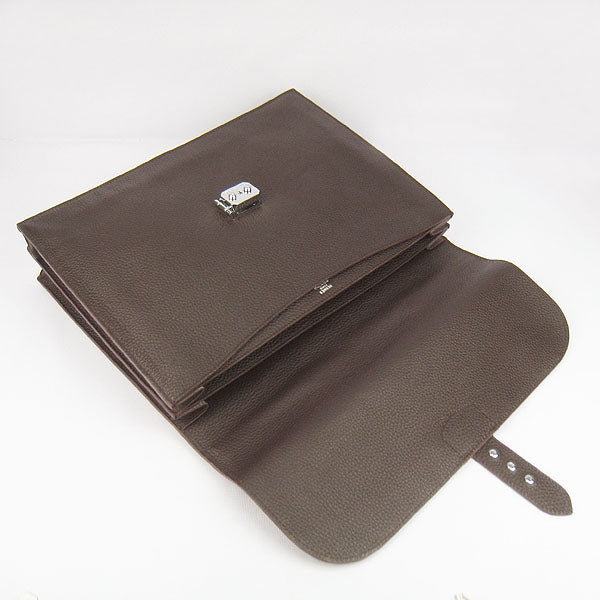Luxury Hermes Briefcases 2813 Unisex Briefcase Coffee
