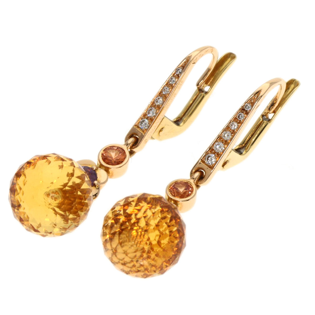 CHANEL Pierce 18K Yellow Gold gold Mademoiselle Citrine Sapphire Diamond