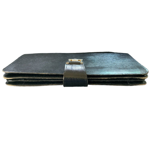 Gucci rich midnight blue lizard skin leather two-way purse