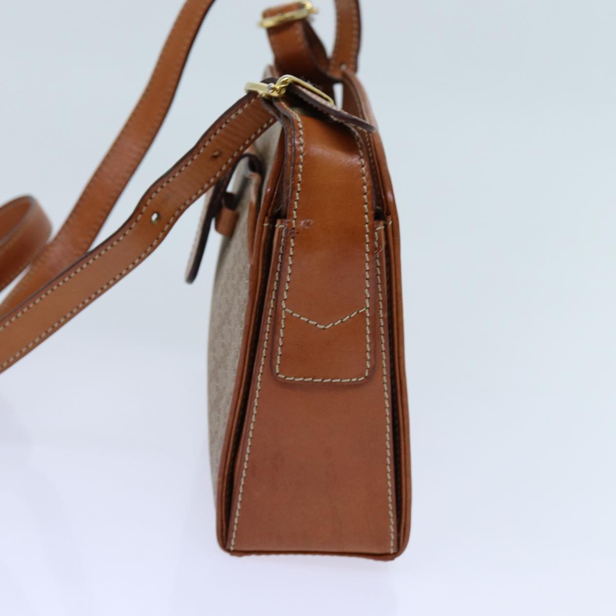 Luxury CELINE Macadam Canvas Shoulder Bag Beige  71426