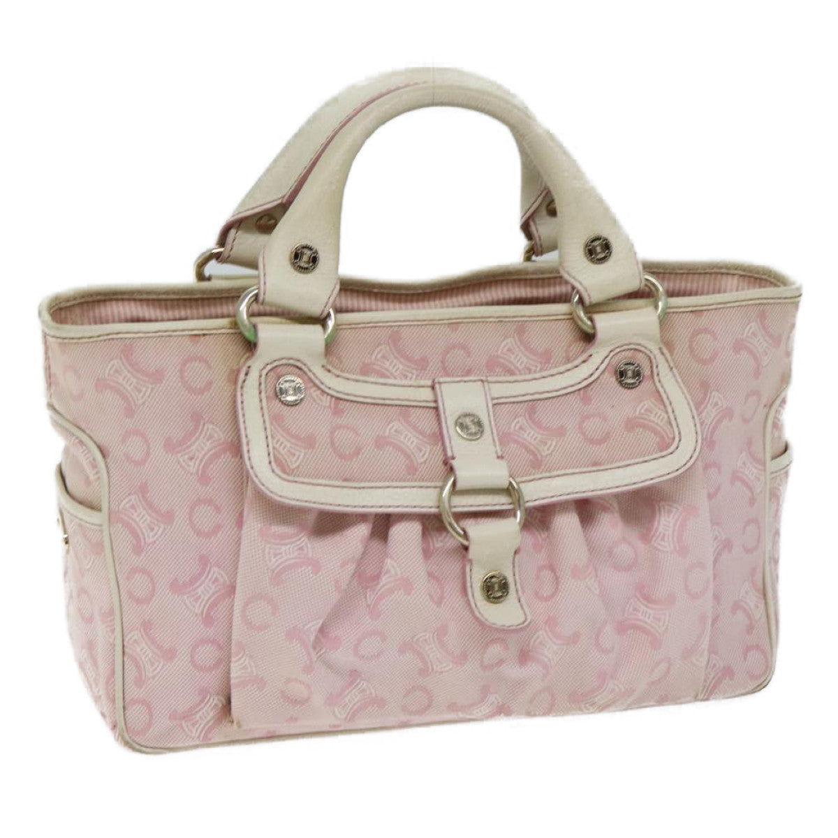 Luxury CELINE C Macadam Canvas Hand Bag Pink  71536