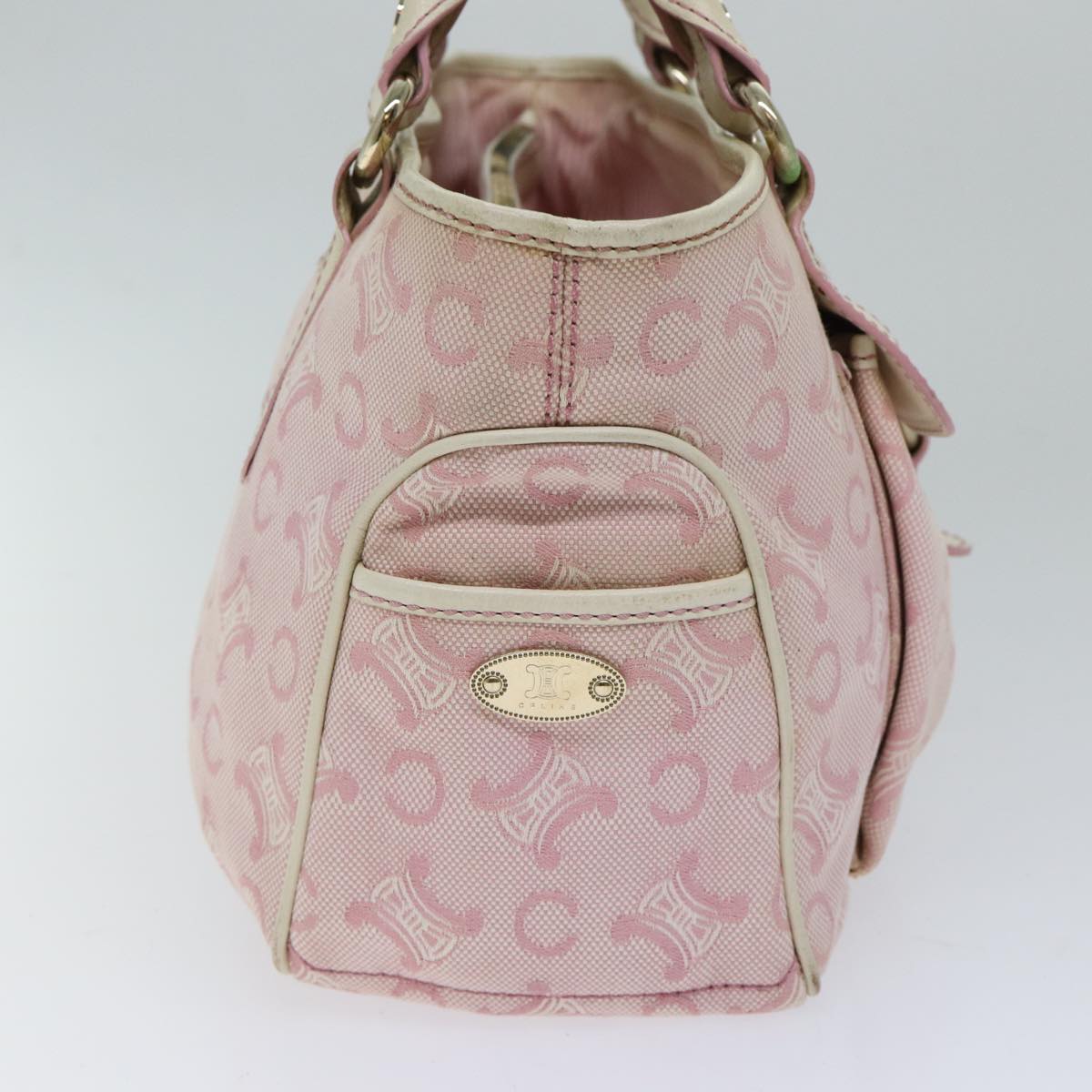 Luxury CELINE C Macadam Canvas Hand Bag Pink  71536