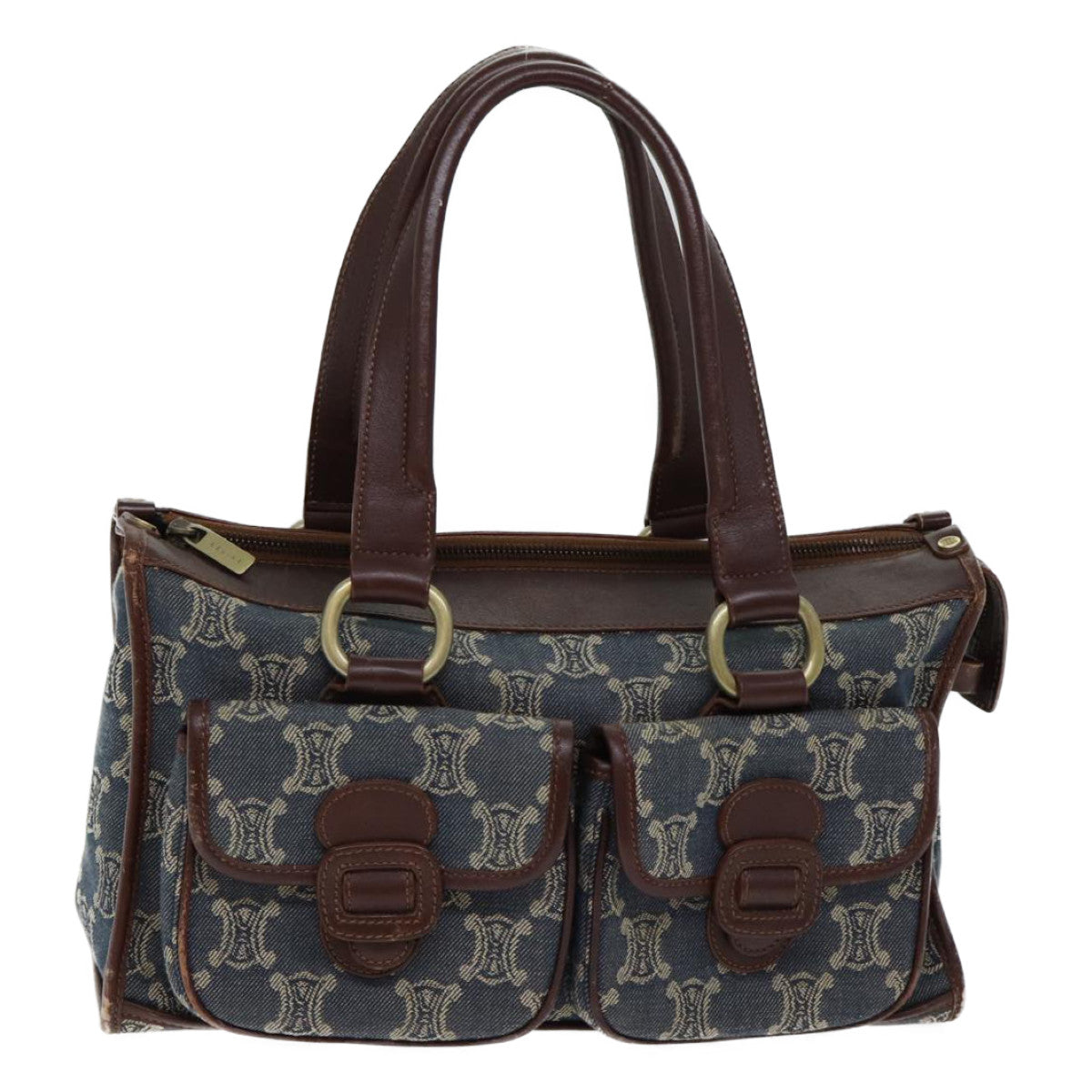 Luxury CELINE Macadam Canvas Hand Bag Blue  71539