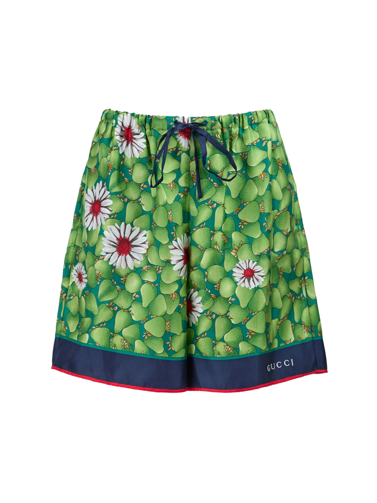 Gucci Green Flower Printed Silk Women's Shorts