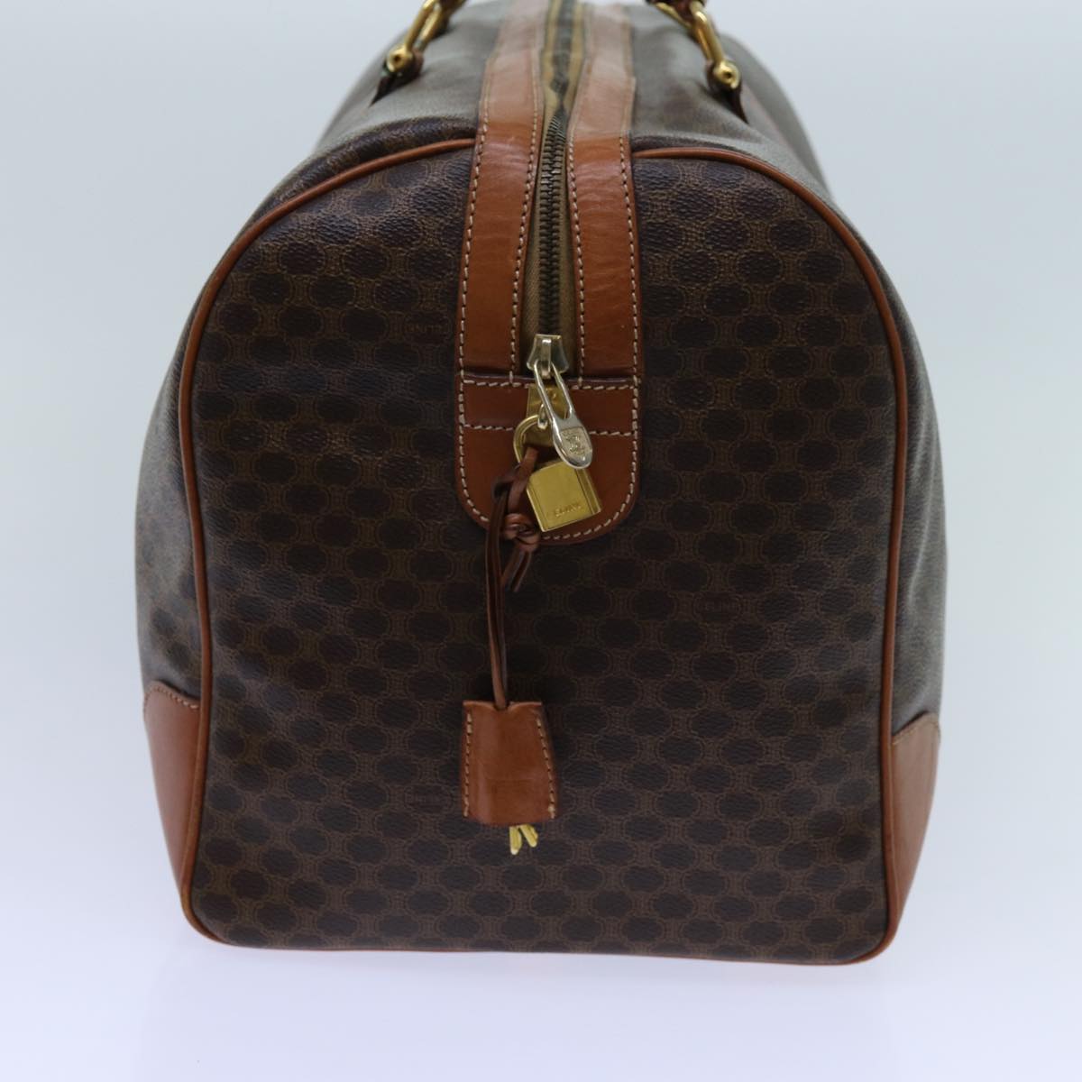 Luxury CELINE Macadam Canvas Boston Bag PVC Brown  71886