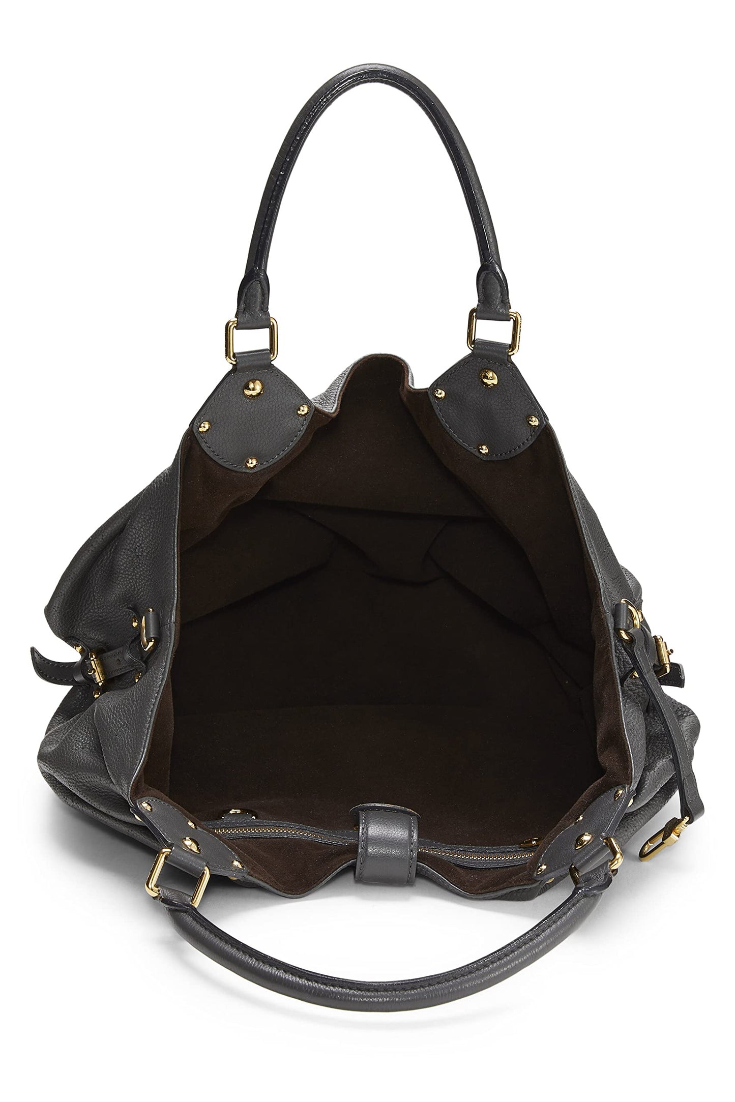 Louis Vuitton, Black Leather Monogram Mahina Large, Grey