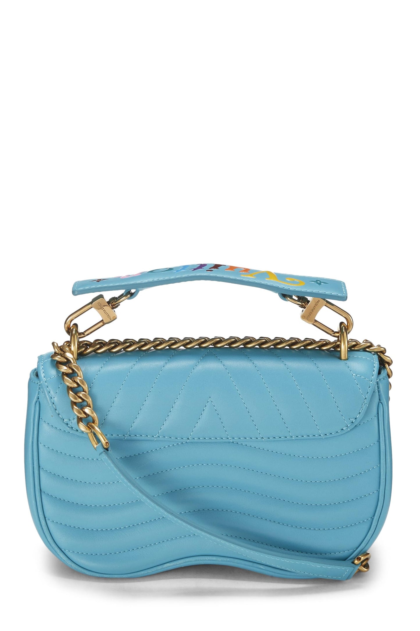 Louis Vuitton, Blue Calfskin Patches New Wave Shoulder Bag, Blue