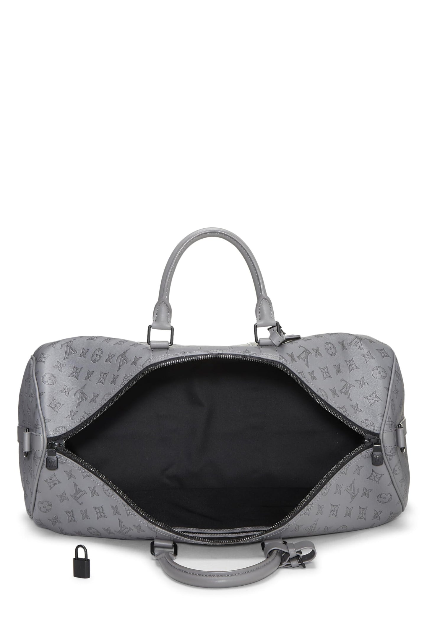Louis Vuitton, Grey Monogram Shadow Leather Keepall Bandoulière 50, Grey