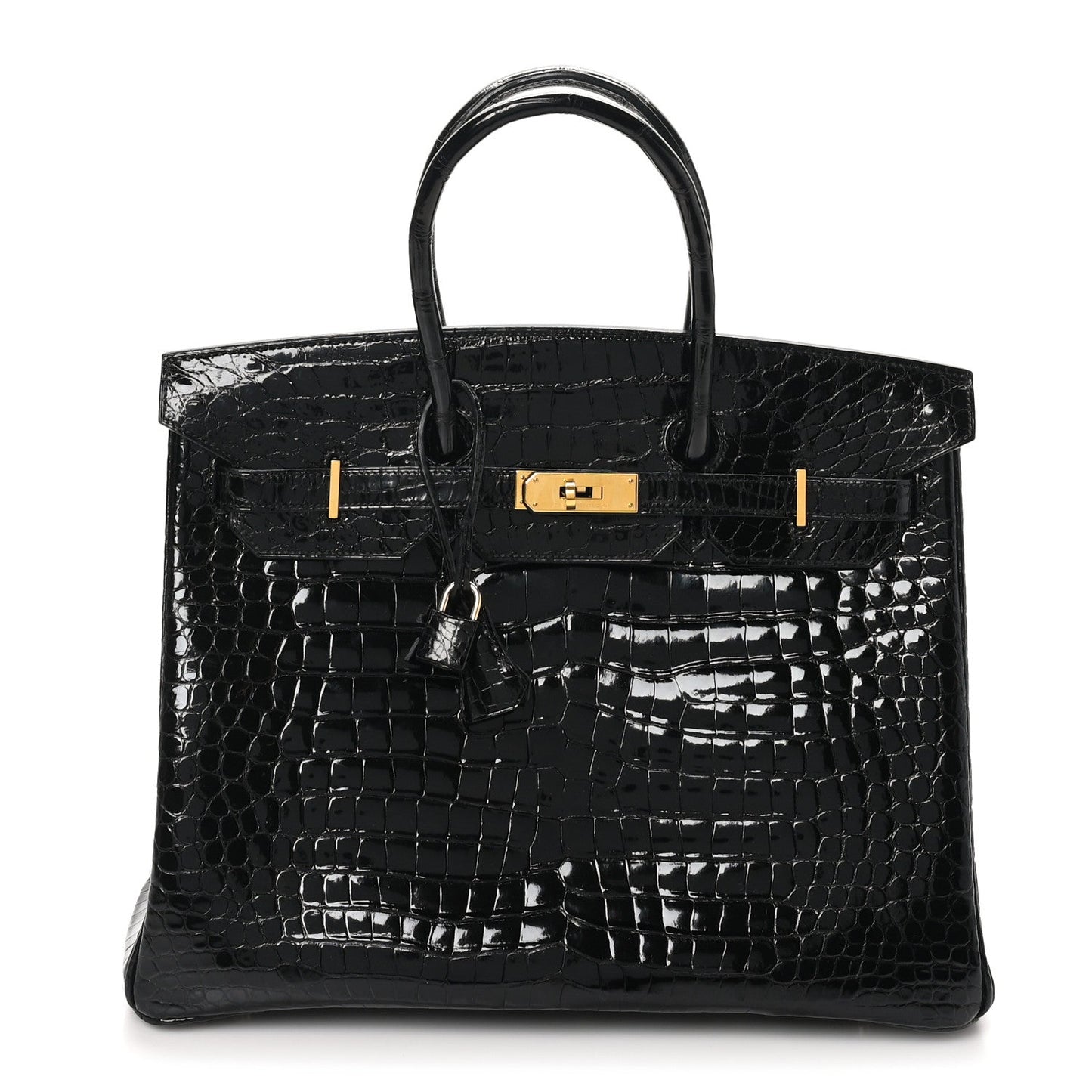 Hermes Shiny Porosus Crocodile Birkin 35 Black