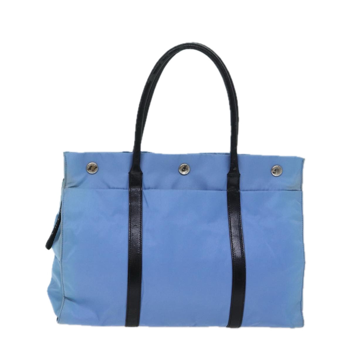 PRADA Hand Bag Nylon Light Blue Black Auth 72011