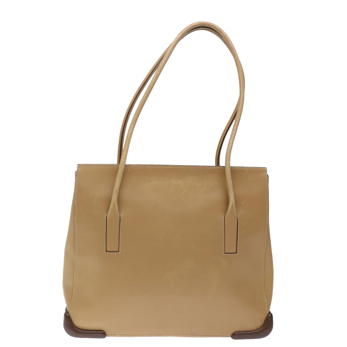 PRADA Shoulder Bag Leather Khaki Auth 72013