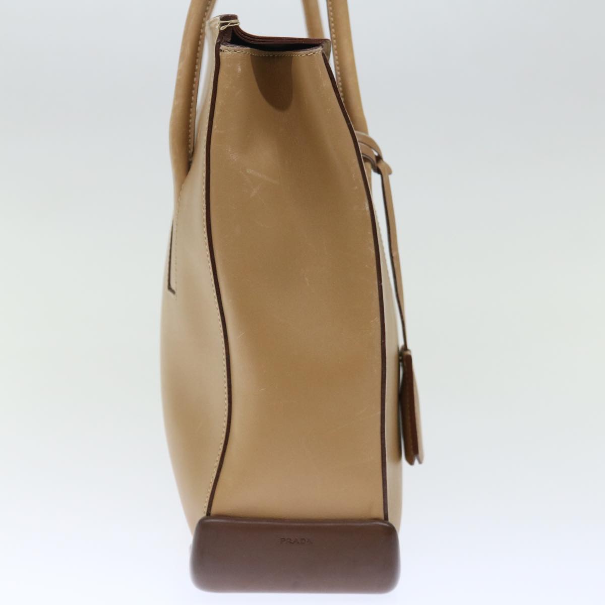 PRADA Shoulder Bag Leather Khaki Auth 72013