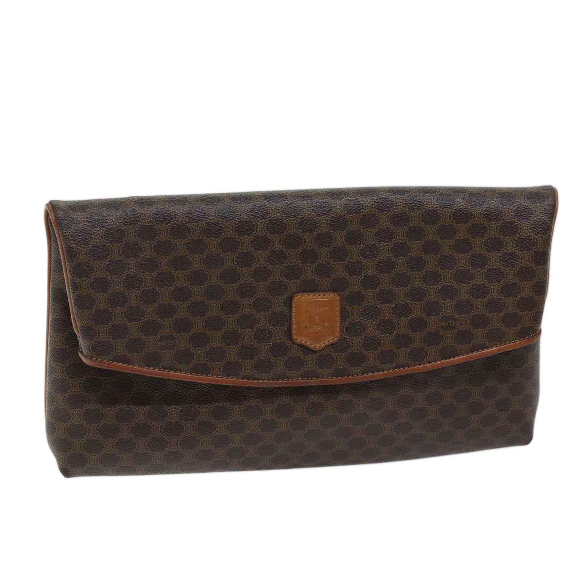 Luxury CELINE Macadam Canvas Clutch Bag PVC Brown  72089