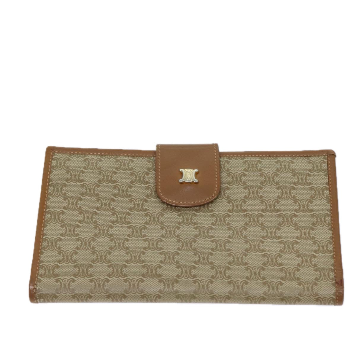 Luxury CELINE Macadam Canvas Long Wallet Coated Canvas Beige  72096