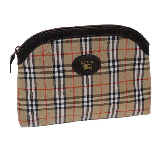 Luxury BurberrySs Nova Check Clutch Bag Canvas Beige Auth 72157