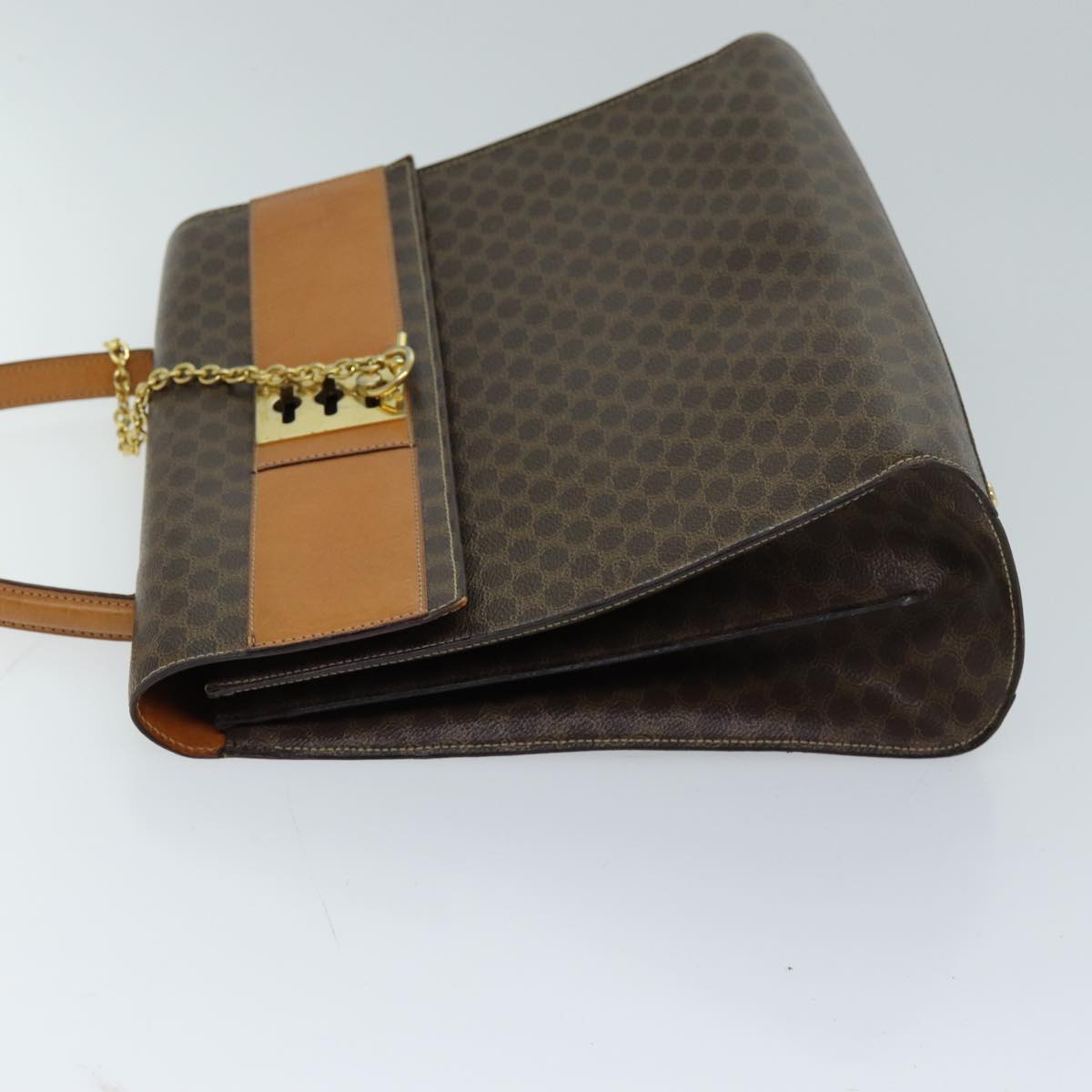 Luxury CELINE Macadam Canvas Hand Bag PVC Brown  72184