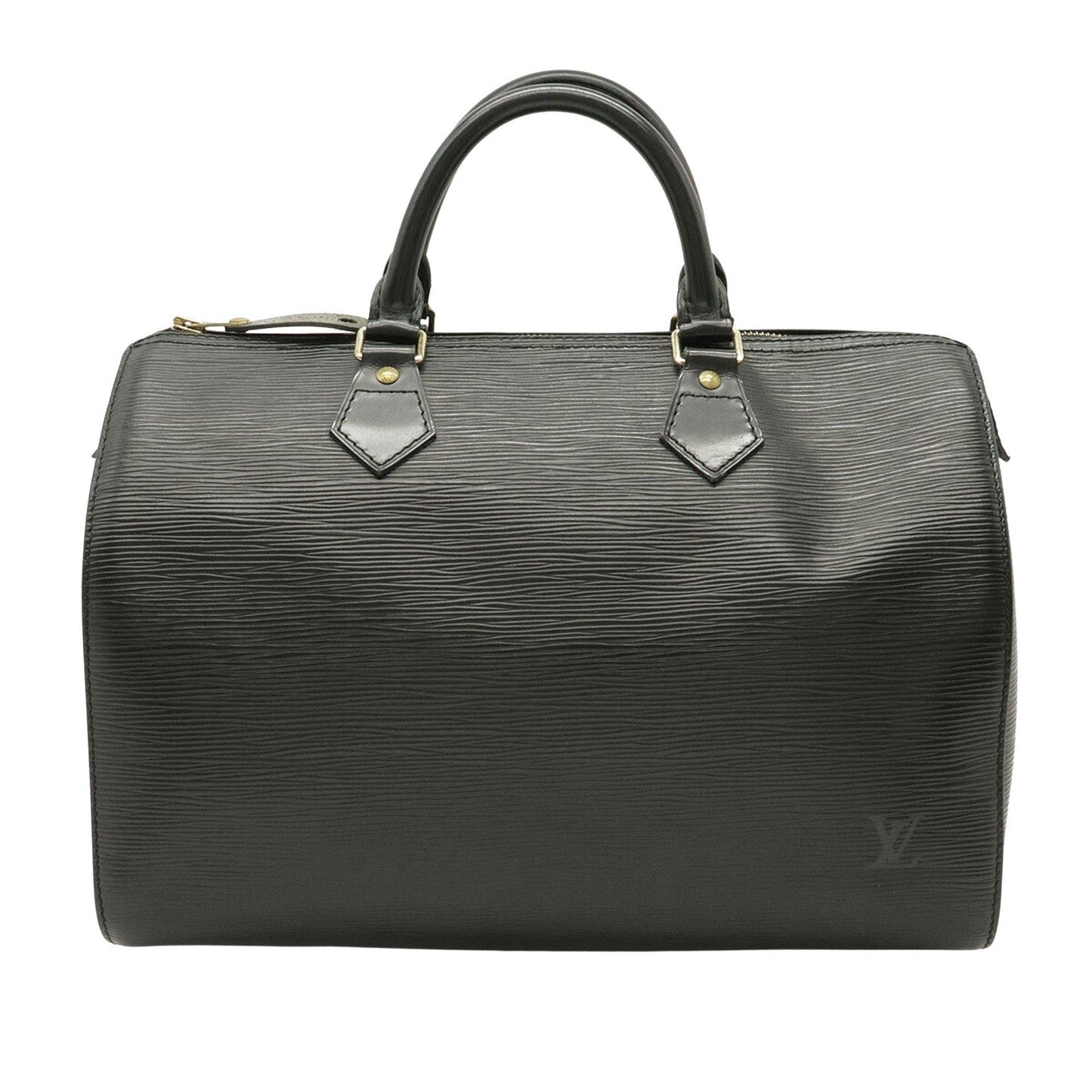 Louis Vuitton Black Leather Speedy 30 handbag bag