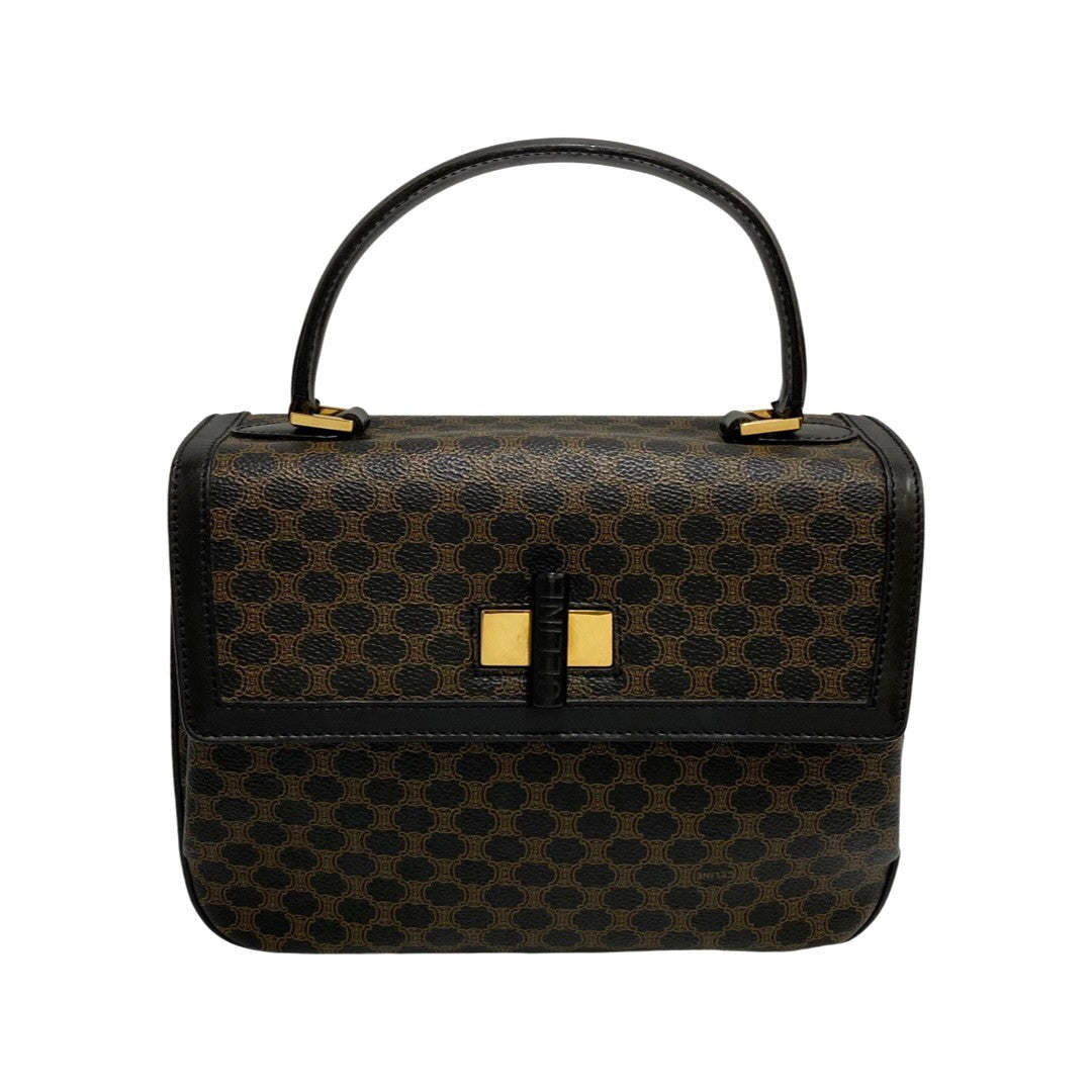CELINE Handbag Leather, PVC black Macadam Women