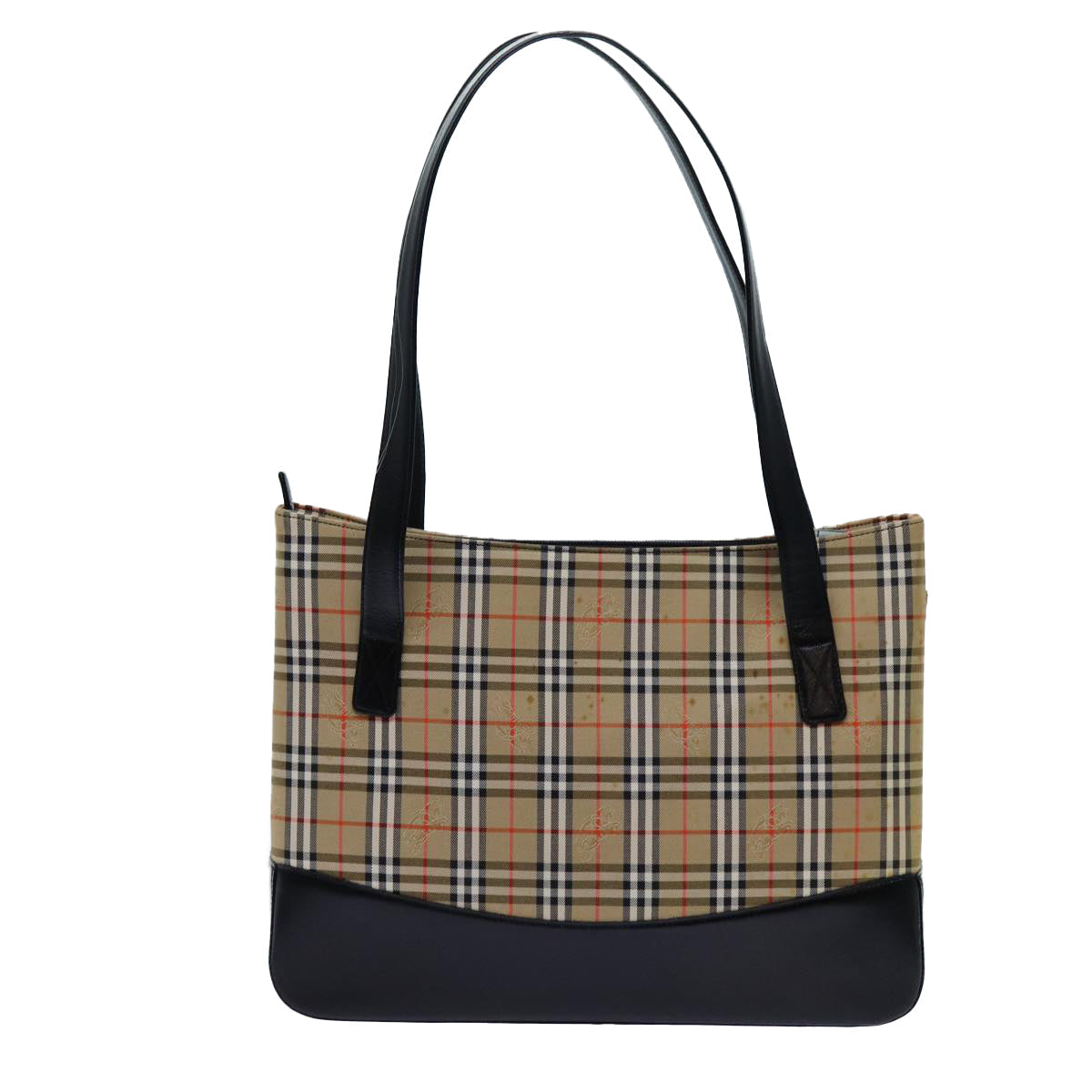 Luxury Burberry Nova Check Tote Bag Canvas Beige Black Auth 72354