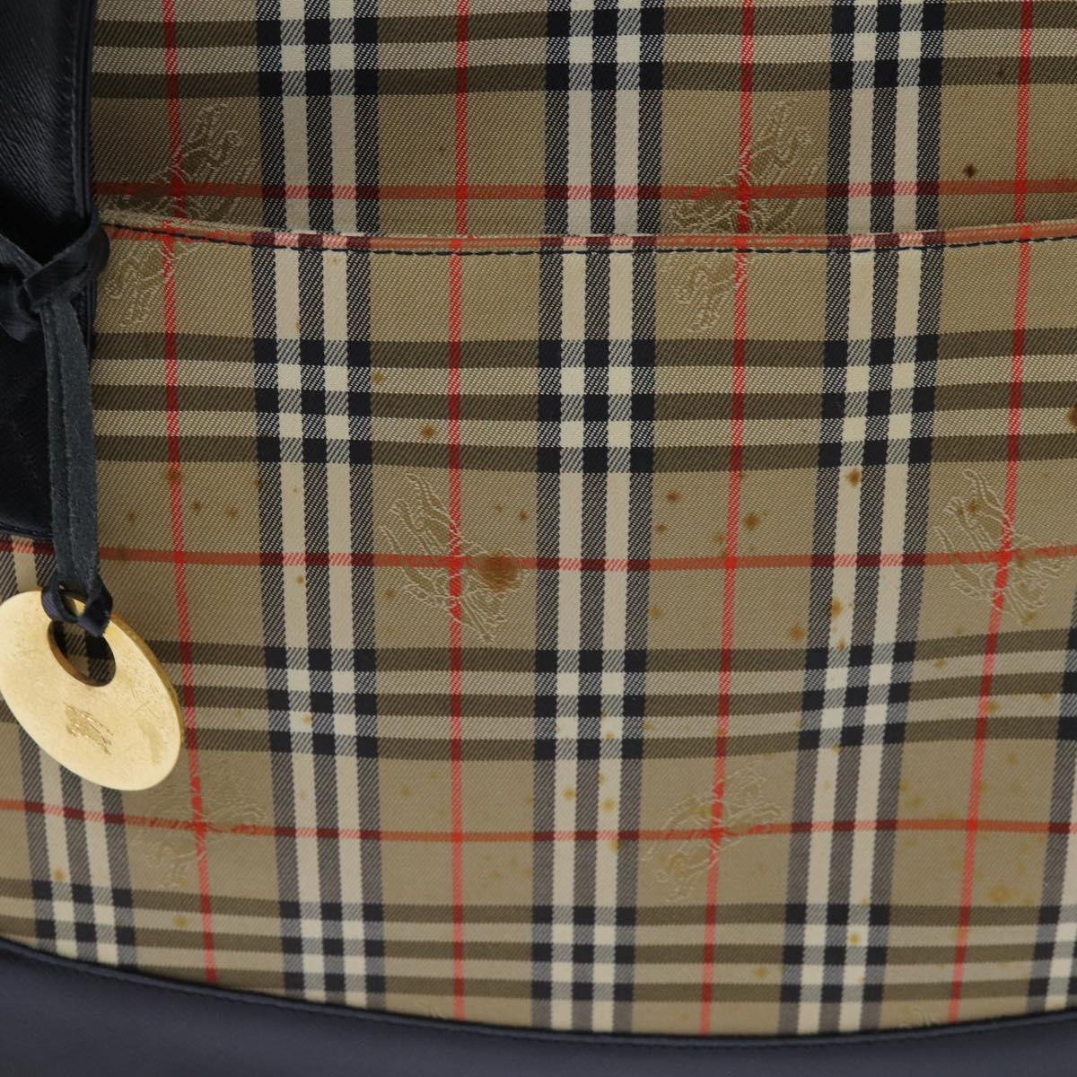 Luxury Burberry Nova Check Tote Bag Canvas Beige Black Auth 72354