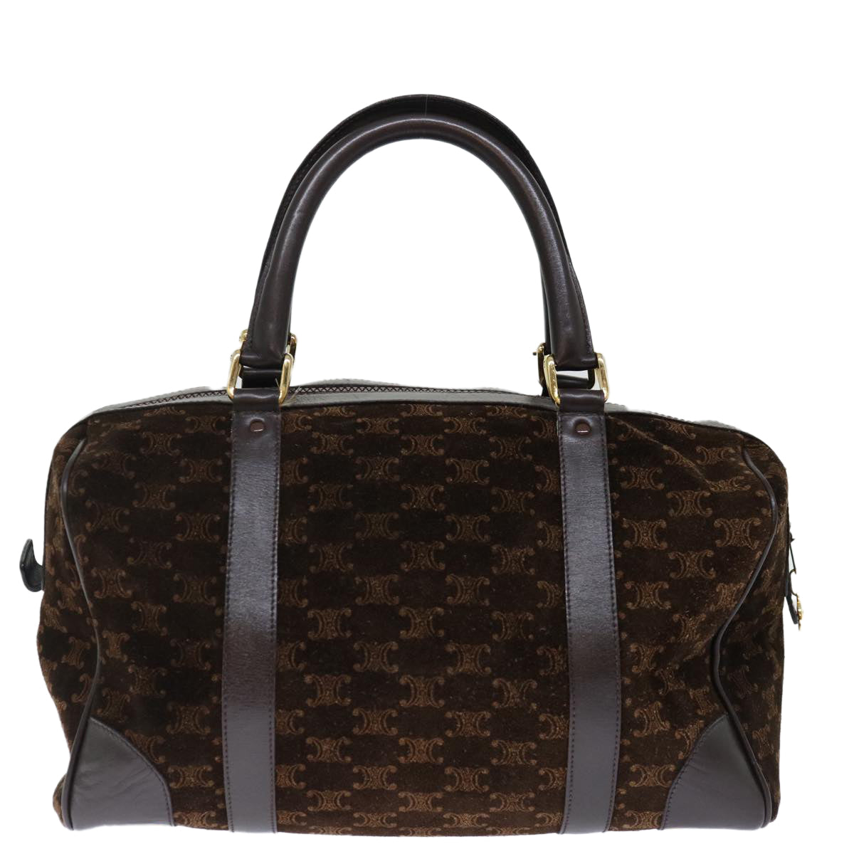 Luxury CELINE Macadam Canvas Boston Bag Brown  72454