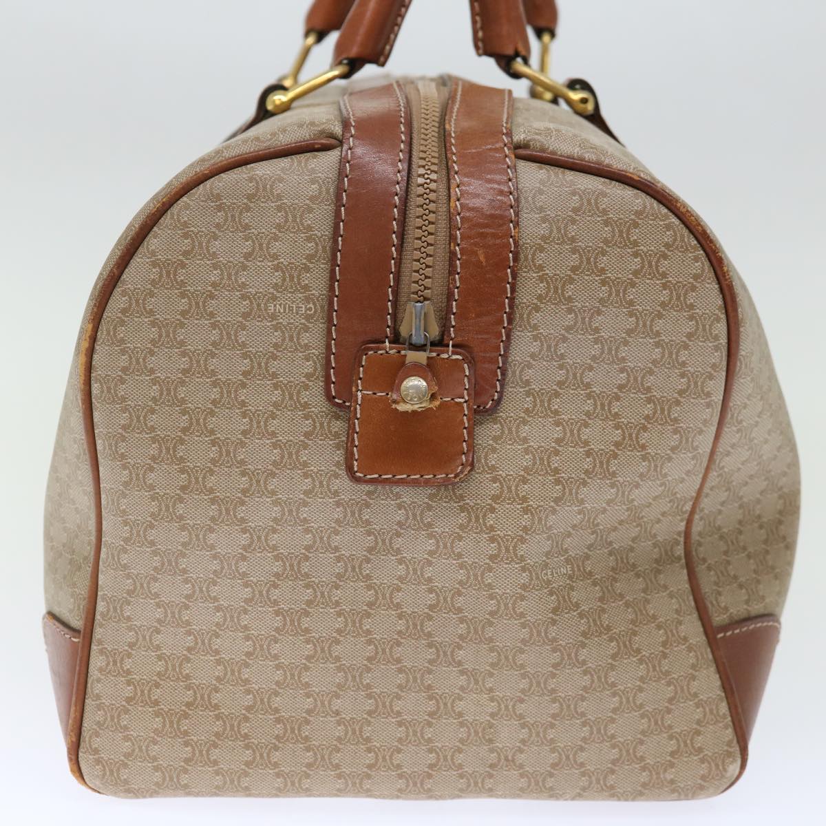 Luxury CELINE Macadam Canvas Boston Bag Beige  72470
