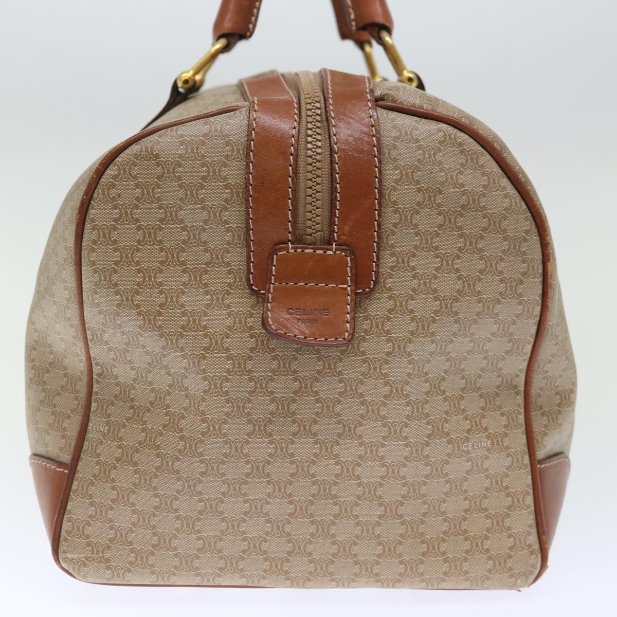 Luxury CELINE Macadam Canvas Boston Bag Beige  72470